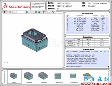 3D PDF樣本:國家標(biāo)準(zhǔn)與技術(shù)研究所(NIST)測試裝配體solidworks simulation學(xué)習(xí)資料圖片6